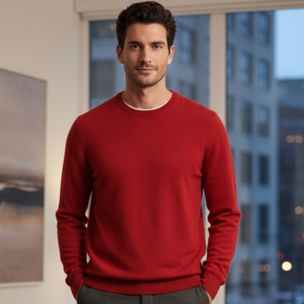 Cashmere Club Room Luxury 100% Cashmere Red Sweater Men's XL Quiet Luxury Winter